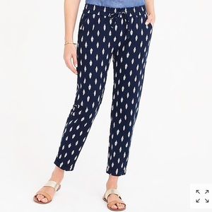 J Crew Factory Ikat linen-cotton drawstring pant
